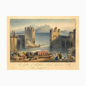After Samuel Prout, Anghiera Castle de Arona, Lake Maggiore, década de 1830, Acuarela