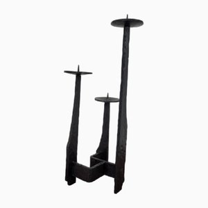 Brutalist Sculptual Candleholder in Wrought Iron, 1950s