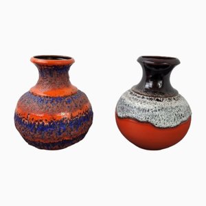 Deutsche mehrfarbige Fat Lava Vase von Bay Ceramics, 1970er, 2er Set