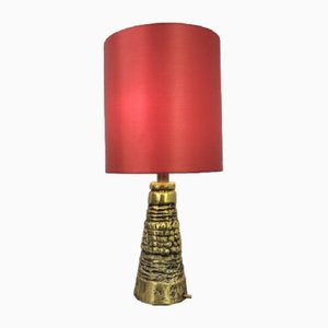 Heavy Mid-Century Brutalist Danish Brass Table Lamp from Messing, Germany, 1970s