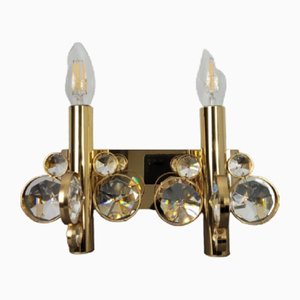 Mid-Century Hollywood Regency Gold-Plated Crystal Wall Lamp from Palwa, 1960s