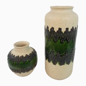 Vintage Fat Lava German Ceramic Vases, 1970s, Set of 2