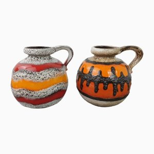 Mid-Century Fat Lava Pottery Vases by Scheurich, W-Germany, 1970s
