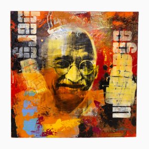 Claus Costa, Gandhi, 2009, Oil & Mixed Media on Canvas