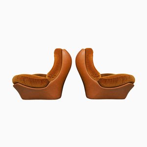 Lounge Chairs in Cognac Leatherette and Velvet from Beka, 1960s, Set of 2