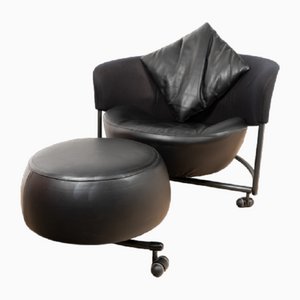 Girotonda Lounge Chair and Ottoman attributed to Francesco Binfaré for Cassina, 1990s, Set of 2