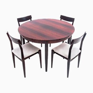 Rosewood Extendable Dining Table and Chairs, Denmark, 1960s, Set of 6