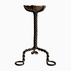 Brutalist Twisted Iron Candleholder, 1950s