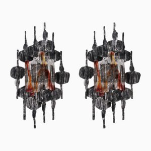 Brutalist Wall Lamps, Sweden, 1960s, Set of 2