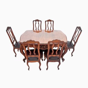 Table de Salle à Manger avec Chaises, France, 1890s, Set de 7