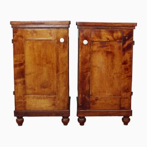 Tall Art Deco Czechoslovakian Bedside Tables in Walnut and Glass, 1920s, Set of 2
