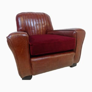 Distressed Leather Club Chair, 1950s