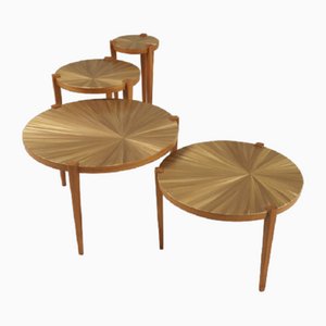 Straw Marquetry Nesting Tables, 1970s, Set of 4