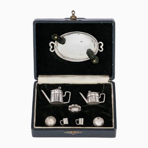 Antikes deutsches Miniatur-Tee- & Kaffeeservice aus Silber, 1860er, 8er Set