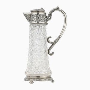 19th Century Russian Silver & Cut Glass Claret Jug, Moscow, 1890s