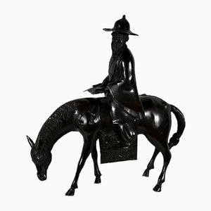 Artista cinese, Figura a cavallo, Fine 800, Bronzo