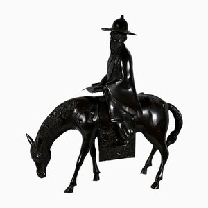 Artiste Chinois, Figure à Cheval, Fin des années 1800, Bronze