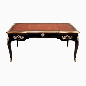 Antique Louis XV Style Flat Desk in Darrier Wood and Leather, 1800s