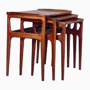 Mid-Century Nesting Tables in Curved Rosewood from Heltborg Møbler, 1960s, Set of 3