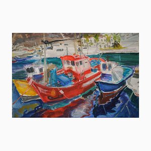 Jackson, Gran Canaria, Fishing Port and Boats, 2010, Olio su tela