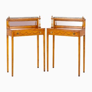 Sheraton Satinwood Painted Console Tables, 1920s, Set of 2