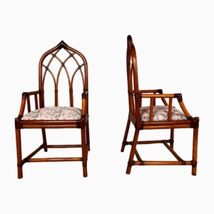 Vintage Armchairs in Manao Cane and Leather Binding, 1960s, Set of 2