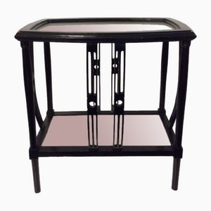 Coffee Table in Black Lacquered Wood and Frosted Glass from Wiener Werkstatte, 1900s