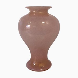 Italienische Vase aus Muranoglas in Rosa & Gold von Barovier & Toso, 1980er