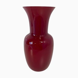 Vaso in vetro di Murano rosso e bianco di Venini, Italia, 2006