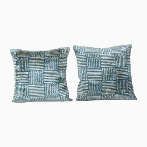 Velvet Light Turquoise Velvet Cushion Cover, 2010s, Set of 2
