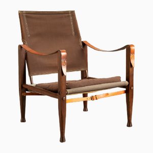 Danish Brown Canvas Safari Chair by Kaare Klint for Rud. Rasmussen, 1950s