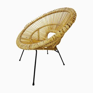 Stuhl aus Metall und Rattan von Franco Albini