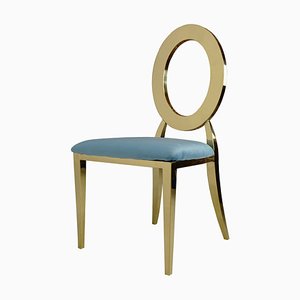 Chair in Gold and Turquoise Velvet