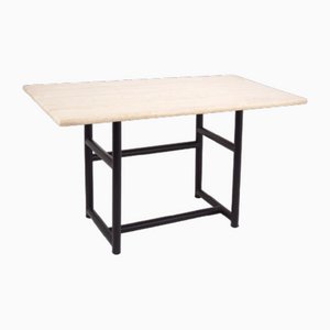 Metal and Travertine Worktable, 1980s