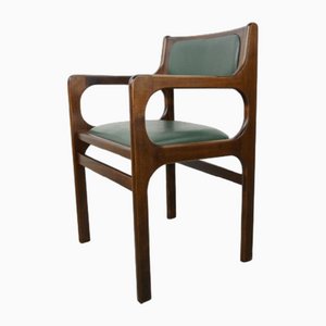 Fauteuil en Bois et Cuir Synthétique Vert Foncé, 1960s