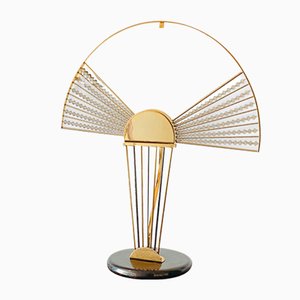 Art Deco Style Fan-Shaped Table Lamp, Italy, 1980s