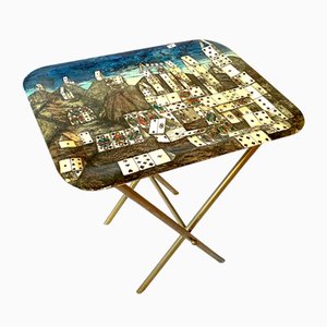 Mid-Century City of Cards Folding Coffee Table by Piero Fornasetti, Italy, 1950s