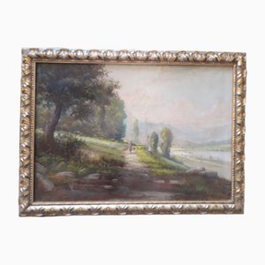 Piedmontese Landscape, 1890s, Oil on Canvas, Framed