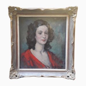 Retrato de dama, años 20, óleo sobre lienzo, enmarcado