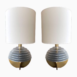 Mid-Century Modern Italian Saturn Lamps in Metal and Brass by Banci, 1970s, Set of 2