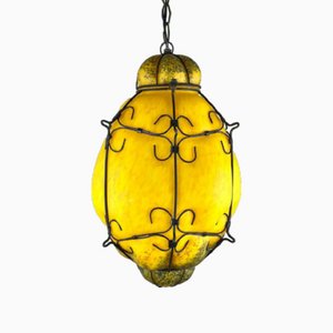 Vintage Italian Glass Lemon Shaped Plafond Chandelier, 1980s