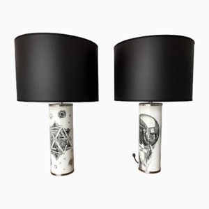 Italian Black and White Lamps by MC Maurits Cornelis Escher, 1980s, Set of 2