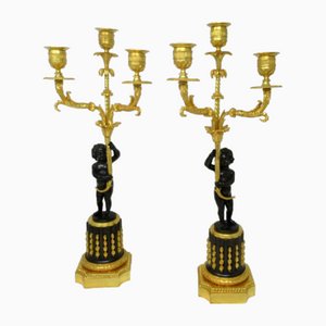 French Regency Empire Ormolu Bronze Candleholders by Pierre-Philippe Thomire, Set of 2