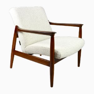 White Boucle GFM-64 Armchair attributed to Edmund Homa, 1970s