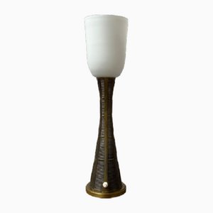 Mid-Century Brass and Opaline Glass Table Lamp by Sonja Katzin