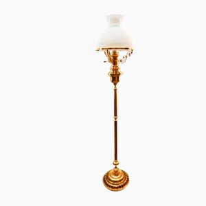 Brass and Opal Glass Floor Lamp