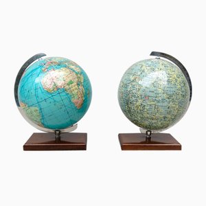 Earth & Moon Globes from Columbus Publishing House, 1960s, Set of 2