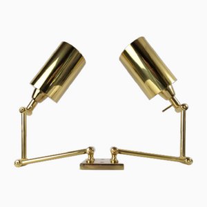 Double Arm Brass Sconce in the Style of W. Hansen, 1970s