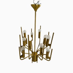 Brass Chandelier attributed to Oscar Torlasco, Italy, 1950s