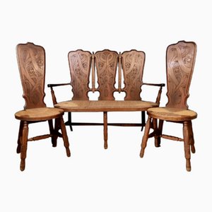 Art Nouveau Chairs in Walnut and Beech, Austria, 1890s-1900s